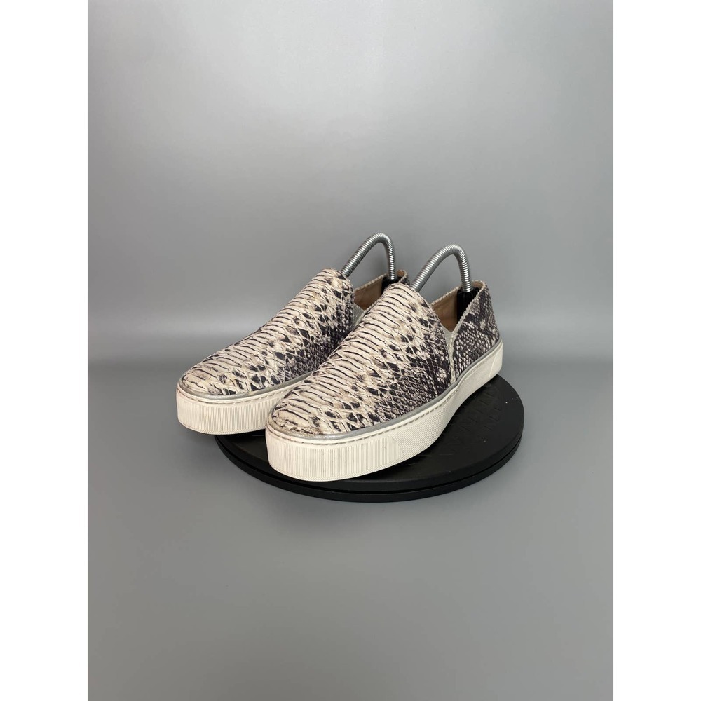 Stuart Weitzman Slip-On Sneakers in Brown and Cream Snake Print - Picture 3 of 6